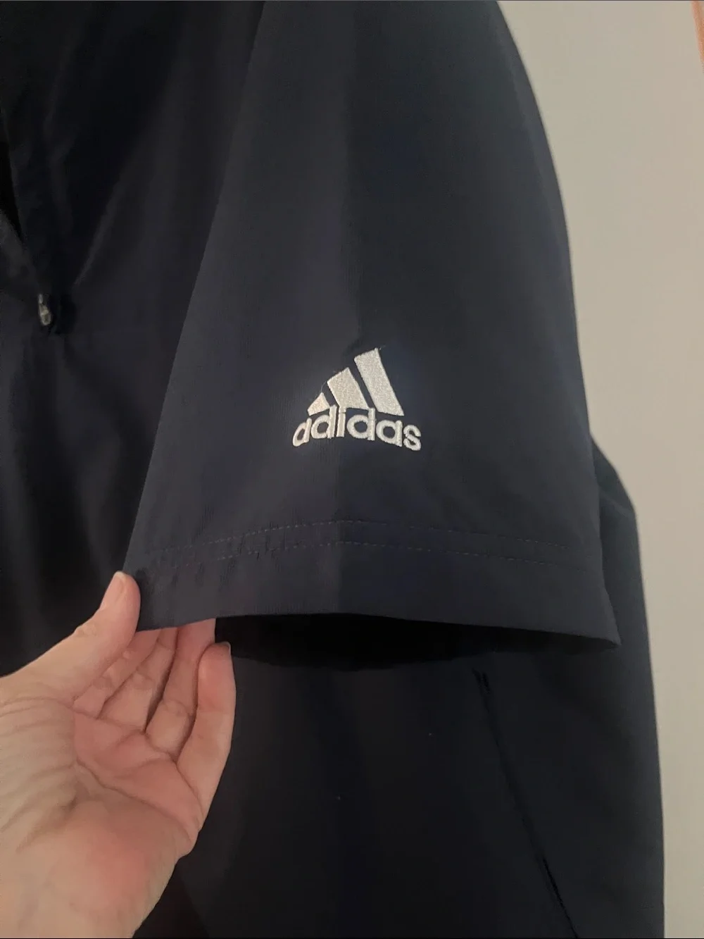 adidas Navy Short-Sleeve Quarter-Zip windbreaker